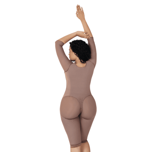 - LONG LEG GIRDLE WITH EXTENSION CLIPS, BUST, SLEEVES AND INTIMATE AREA CLOSURE